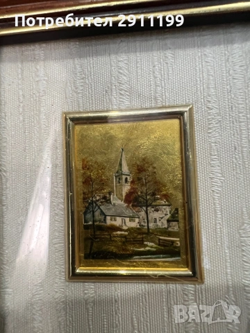 Мини златна картина, 2 бр., снимка 3 - Картини - 55110257