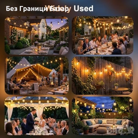 Нови Градински Светлини 20 Метра G40 LED Водоустойчиви За Парти И Сватба осветление градина, снимка 8 - Лед осветление - 54870270