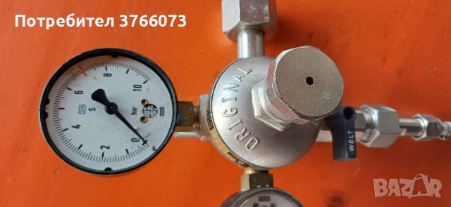 Редуцир-вентил за СО2 или аргон, снимка 3 - Резервни части за машини - 54261338