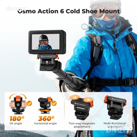 K&F CONCEPT 92,5 см екшън камера селфи стик с DJI Osmo Action 6 клетка, снимка 6 - Чанти, стативи, аксесоари - 54442512