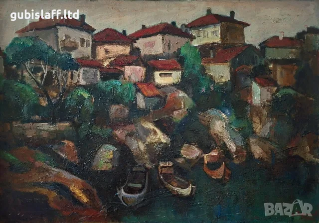 Картина "Созопол", 1971 г., худ. Йордан Парашкевов (1934-1987), снимка 2 - Картини - 55685204