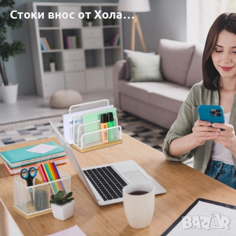 Комплект бамбукови органайзери за бюро от 2 части, Relaxdays, снимка 2 - Ученически пособия, канцеларски материали - 54795297