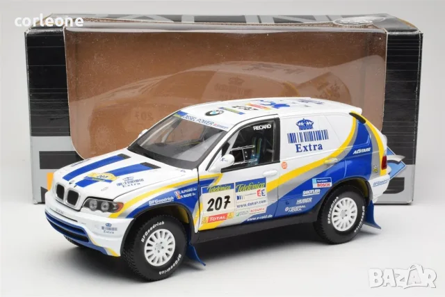BMW X5 X-Raid n.207 Dakar Rally 2004 - мащаб 1:18 на Solido моделът е нов в кутия, снимка 8 - Колекции - 55430892