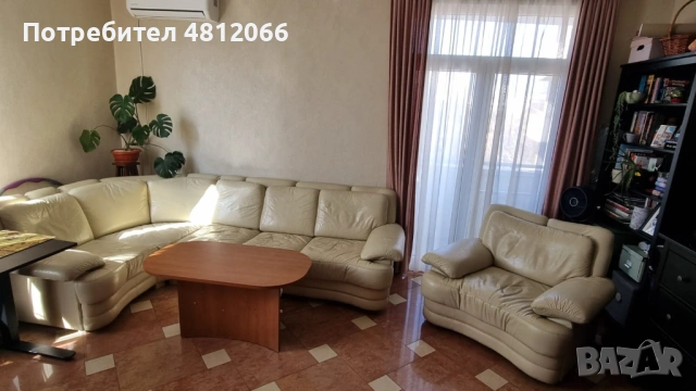 Луксозен кожен диван + фотьойл