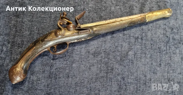 Османски / балкански кремъчен пистолет с италианска цев, XVIII век, снимка 9 - Антикварни и старинни предмети - 55665831