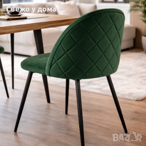 Дизайнерски стол FARO – тапициран, стабилен и удобен - зелен, снимка 3 - Столове - 53970297