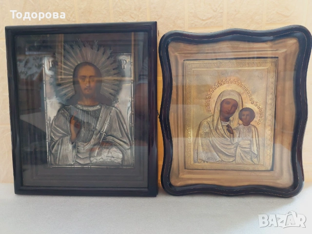 Два броя руски сребърни икони,от средата на 19 век,сребро 84,позлата