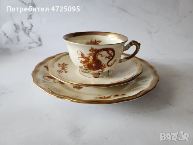 Троен полцеланов сет, снимка 6 - Чаши - 54489808