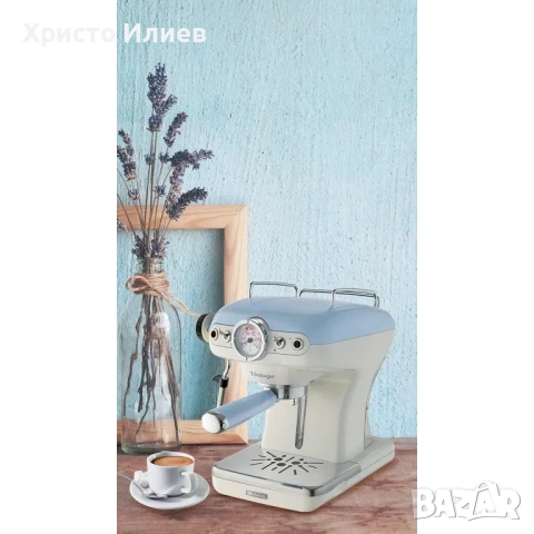 Ретро Еспресо кафемашина с ръкохватка Ariete Espresso Vintage 1389 Винтидж Синя, снимка 7 - Кафемашини - 54996223