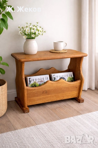 МАСИВНА ДЪРВЕНА МАСИЧКА с отделение за списания