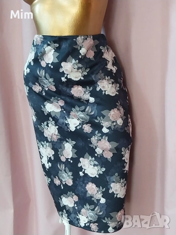 NEW LOOK XL Черна пола на цветя , снимка 4 - Поли - 54772686