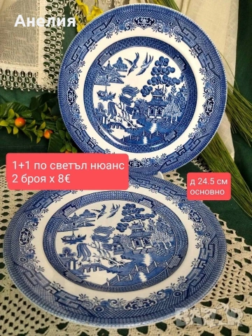 Англия в синьо дизайн синя върба, снимка 2 - Чинии - 55042625