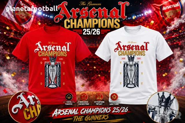 ТЕНИСКИ Арсенал Шампион 25/26!ARSENAL CHAMPIONS!, снимка 3 - Фен артикули - 54635130