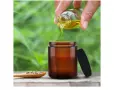 8 броя кръгли кехлибарени стъклени буркани с черни капачки 120ml, снимка 6