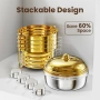 Комплект за бюфет WARMOUNTS 6L Gold Chafing Dish, 2 броя, кръгли затоплящи чинии с капак, снимка 4