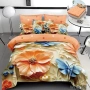 Флорален спален комплект с ластик 100% памук 200x230 / 180x200, снимка 2