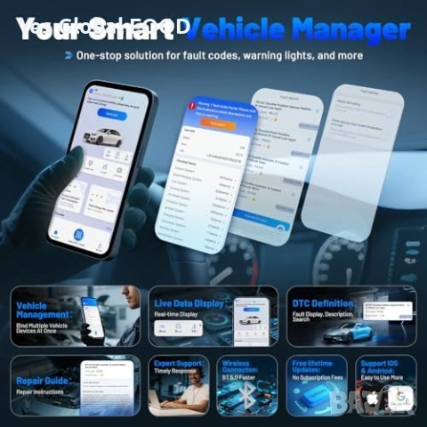 XTOOL AD20 Pro OBD2 диагностика Bluetooth iOS Android, снимка 9 - Аксесоари и консумативи - 54603502