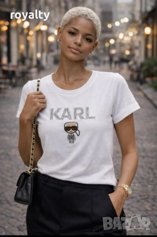 Karl Lagerfeld Нова Бяла Дамска Тениска 