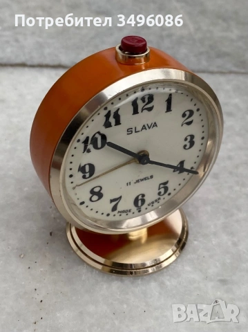 Стар съветски механичен будилник СЛАВА 11 камъка, снимка 5 - Колекции - 54058934
