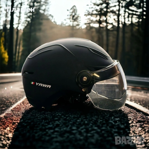 Шлем, каска за мотор скутер мотопед с визьор YAWA, черна, сива и червена , снимка 9 - Аксесоари и консумативи - 48998670