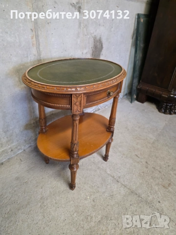 Стилна масичка с кожен плот в стил Луи 16, снимка 2 - Маси - 54264124