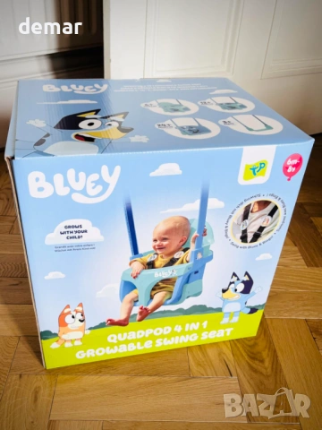 Bluey Quadpod 4-в-1 люлка с регулируеми въжета и предпазен колан, от 6 месеца до 8 години, снимка 11 - Други стоки за дома - 54328001