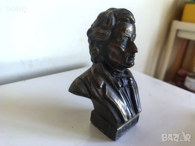 Колекционерски Бронзов Бюст - Фредерик Шопен, снимка 2 - Антикварни и старинни предмети - 54350503