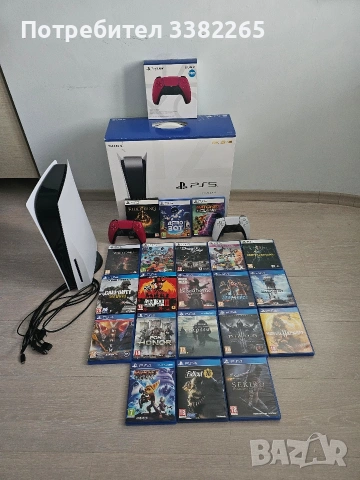 PlayStation 5 Disc Edition с 2 контролера +21 игри