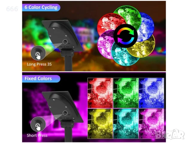 LED соларна лампа RGB, снимка 2 - Соларни лампи - 55614689