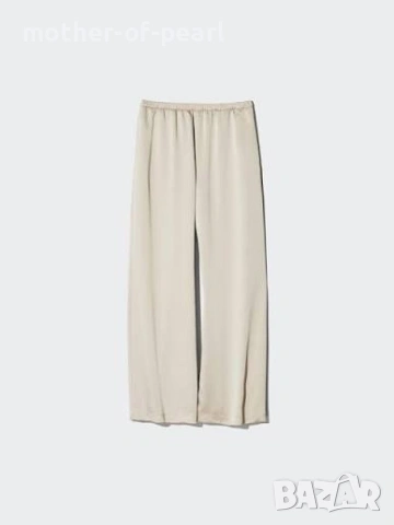 Дамски сатенен панталон Uniqlo (Satin Easy Trousers) – Размер S, Цвят Natural, снимка 2 - Панталони - 55286841