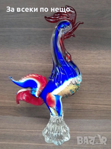 Murano Italy   Glass Cockerel “Французинът” Код P2592, снимка 8 - Декорация за дома - 54814418