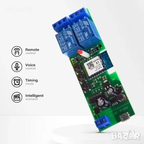 WiFi реле модул с 2 канала 5V-24V Tuya Smart Life | Гласов контрол Alexa, Google Home 10313, снимка 12 - Нумизматика и бонистика - 54663394