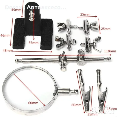 Стойка за запояване с лупа и щипки - тип "Трета ръка", снимка 4 - Поялници и запояване - 55432397
