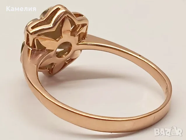 Руско злато. Пръстен с брилианти. , снимка 7 - Пръстени - 55333132