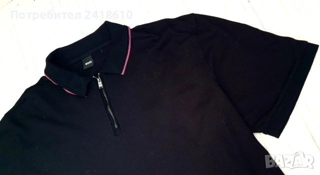 Hugo Boss H - Paras Pique Cotton 3/4 Zip Mens Size 4XL - 5XL НОВО! ОРИГИНАЛНА Тениска!