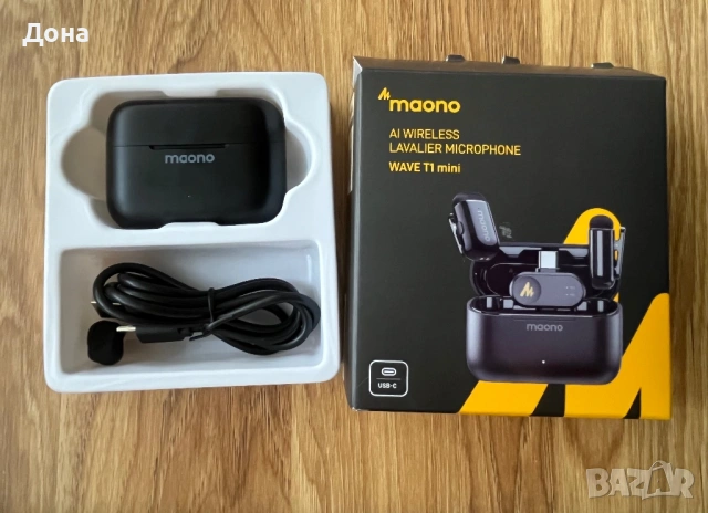 НОВ безжичен микрофон MAONO WAVE T1 mini, снимка 2 - Микрофони - 54885728