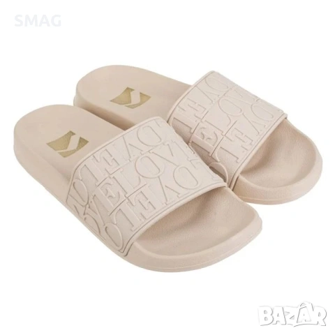 Дамски джапанки slides екрю с надпис Love EVA подметка_1250035, снимка 2 - Джапанки - 54650052