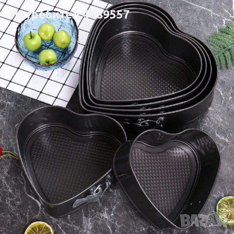 Комплект от 6бр метални форми сърце за торта