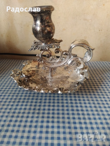 посребрен свещник, снимка 2 - Декорация за дома - 54269798