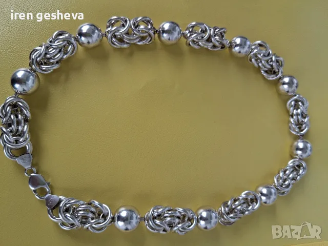 красив сребърен ланец, снимка 4 - Колиета, медальони, синджири - 55364057