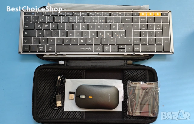 Комплект сгъваема клавиатура и мишка ProtoArc XKM01, безжична, сгъваема, Bluetooth Dual + 2.4G, снимка 2 - Клавиатури и мишки - 55054822