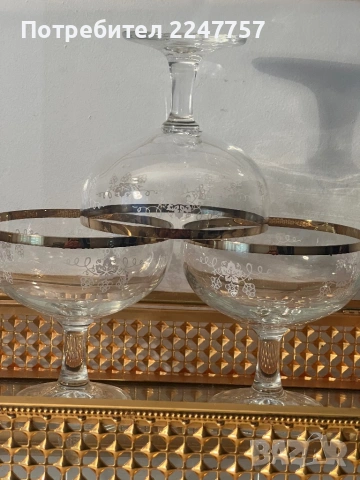 Кристални чаши лозов лист , снимка 2 - Антикварни и старинни предмети - 54109449