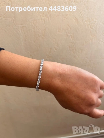 Сребърна гривна с цирконии , снимка 7 - Гривни - 54133956