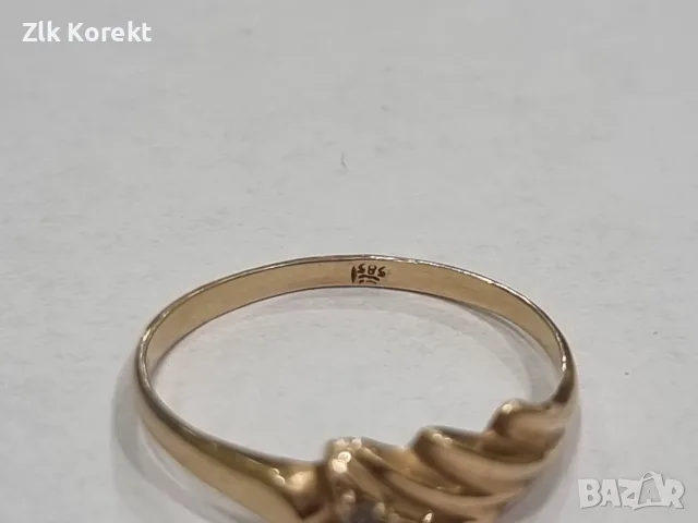 Дамски златен пръстен с ковани камъни, снимка 4 - Пръстени - 55492854