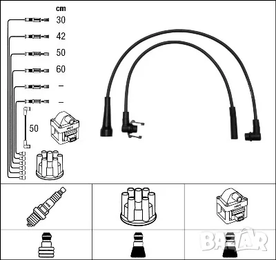 Кабели за свещи к-т за RENAULT R19/R21 1.7 № T311S, снимка 2 - Части - 55569231