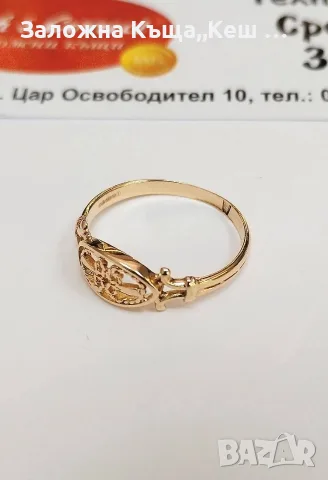 Златен дамски пръстен 14К.Тегло 1.83 гр.Размер 56.Цена 155 €, снимка 2 - Пръстени - 55290758