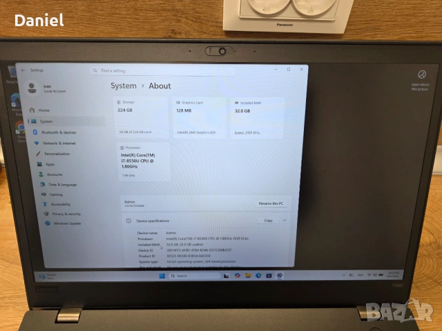 ThinkPad T580 Intel I7 32GB, снимка 7 - Лаптопи за работа - 53245453