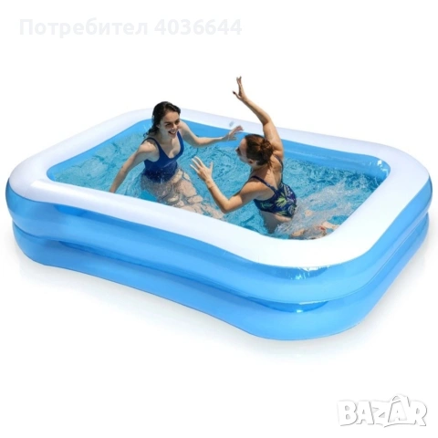 Надуваем семеен градински басейн 245x150x43 см – 874 л, здрав PVC и лесно източване, снимка 5 - Градински мебели, декорация  - 54824662