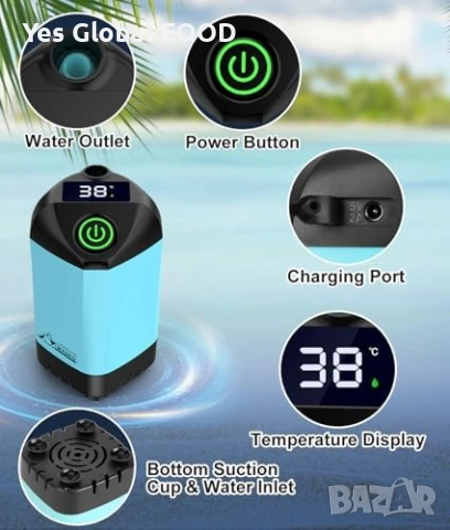 Преносим душ WADEO с батерия 6000mAh и дисплей, снимка 8 - Друга електроника - 54036761