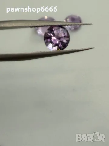 Лот естествени аметисти 3.40 ct – 3 броя, кръгъл брилянтен шлиф, отличен блясък, снимка 9 - Други - 55483152